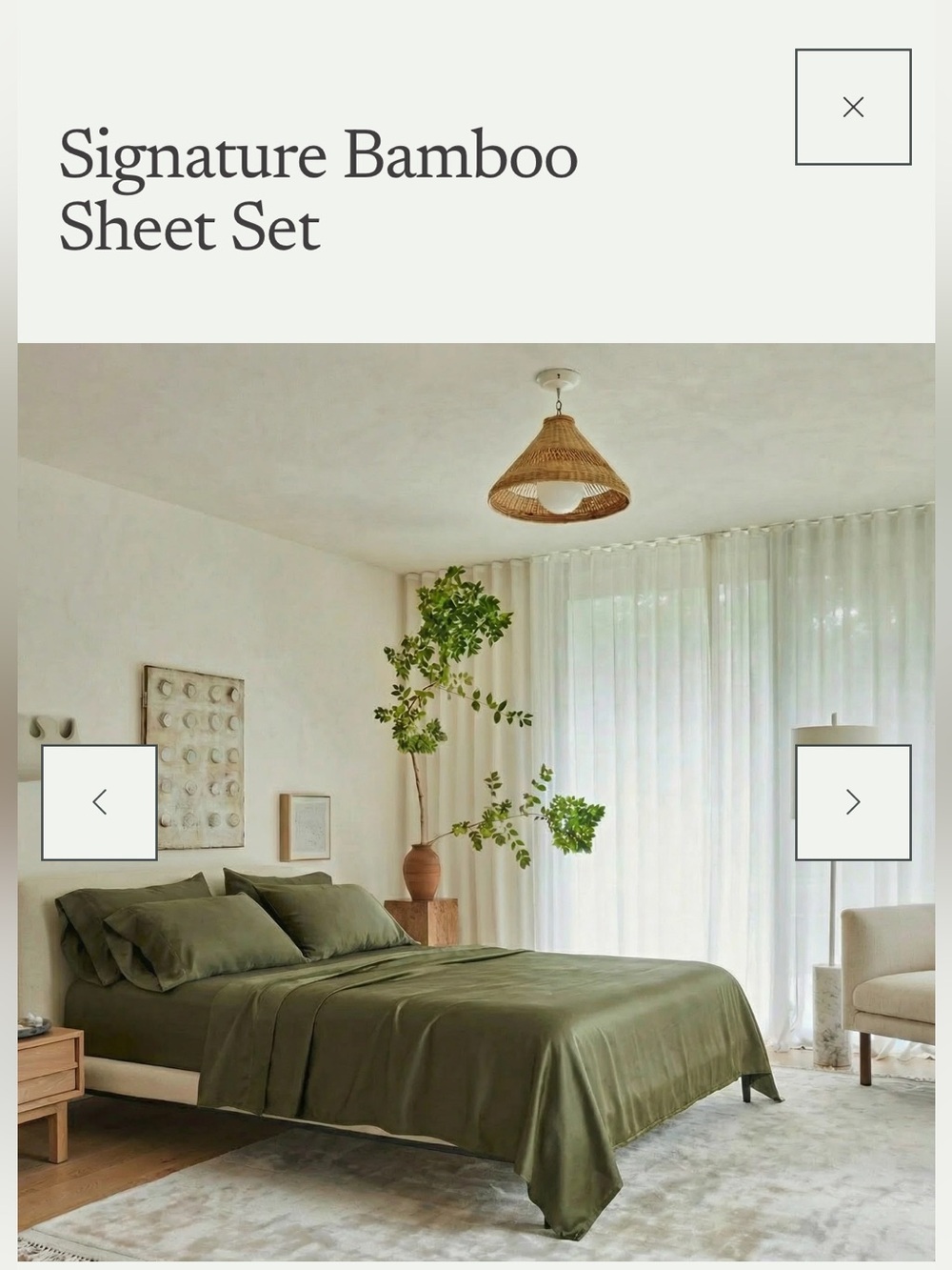 Ettitude Full Bamboo Sateen Sheet/Pillowcase Set - Moss Green
